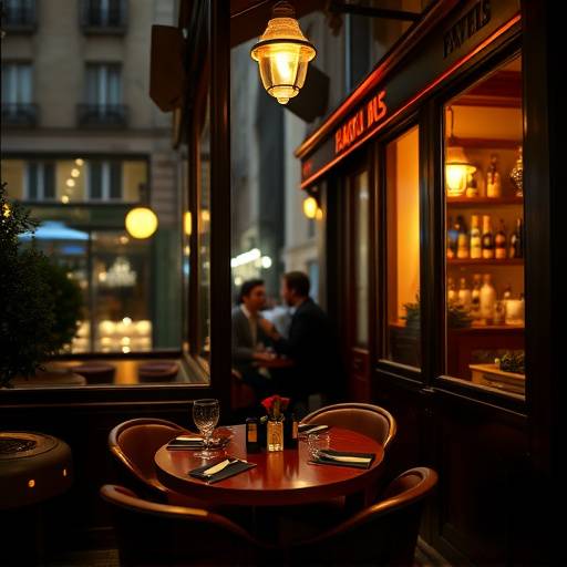 Casal conversando em franc√™s em um bistr√¥ parisiense